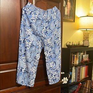 J. Jill Blue and White Cropped Pants